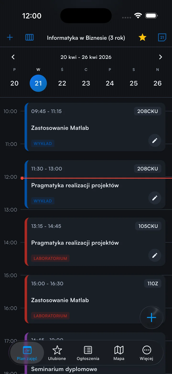 Daily schedule view