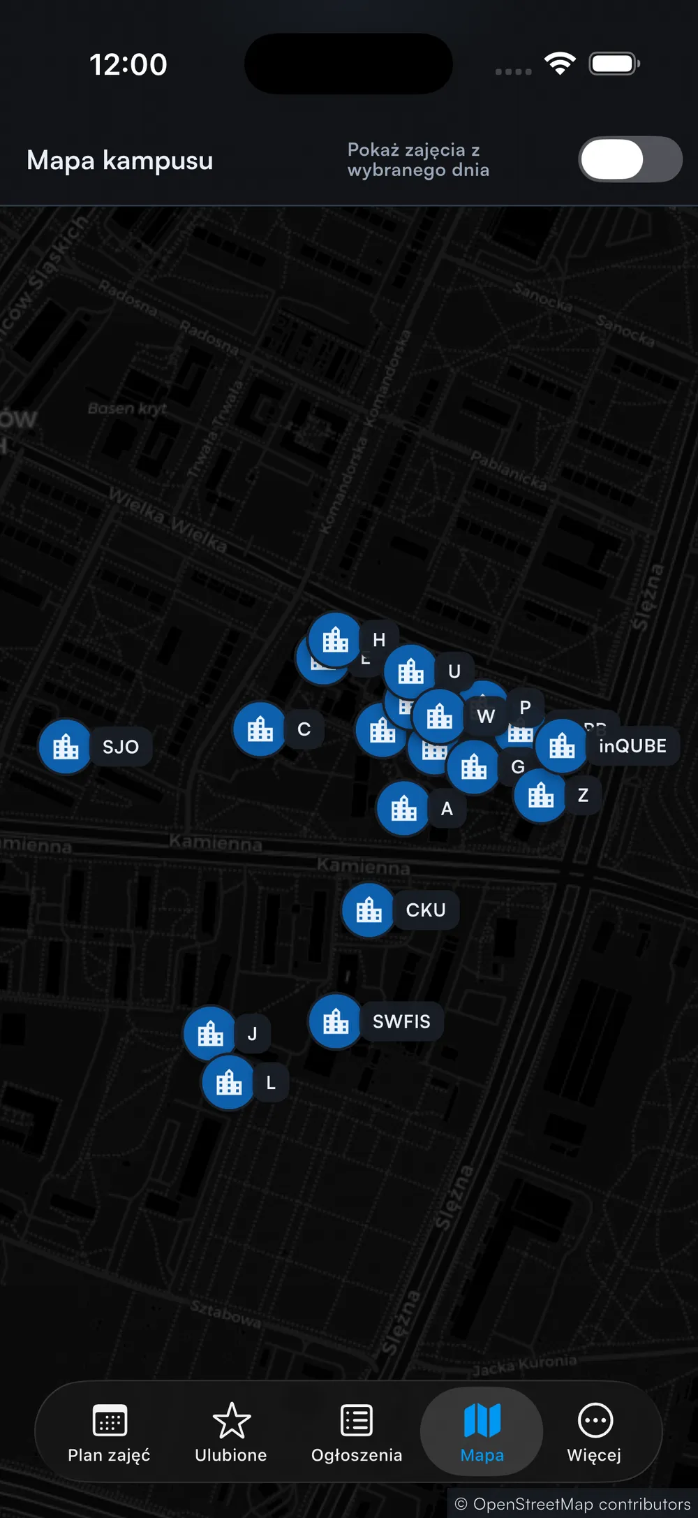 Map of buildings
